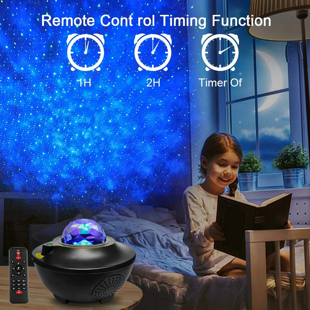 Led Starry Sky Star Galaxy Projector Night Light Built-in Bluetooth Speaker  For Home Bedroom Decoration Kids Valentine's Day gi