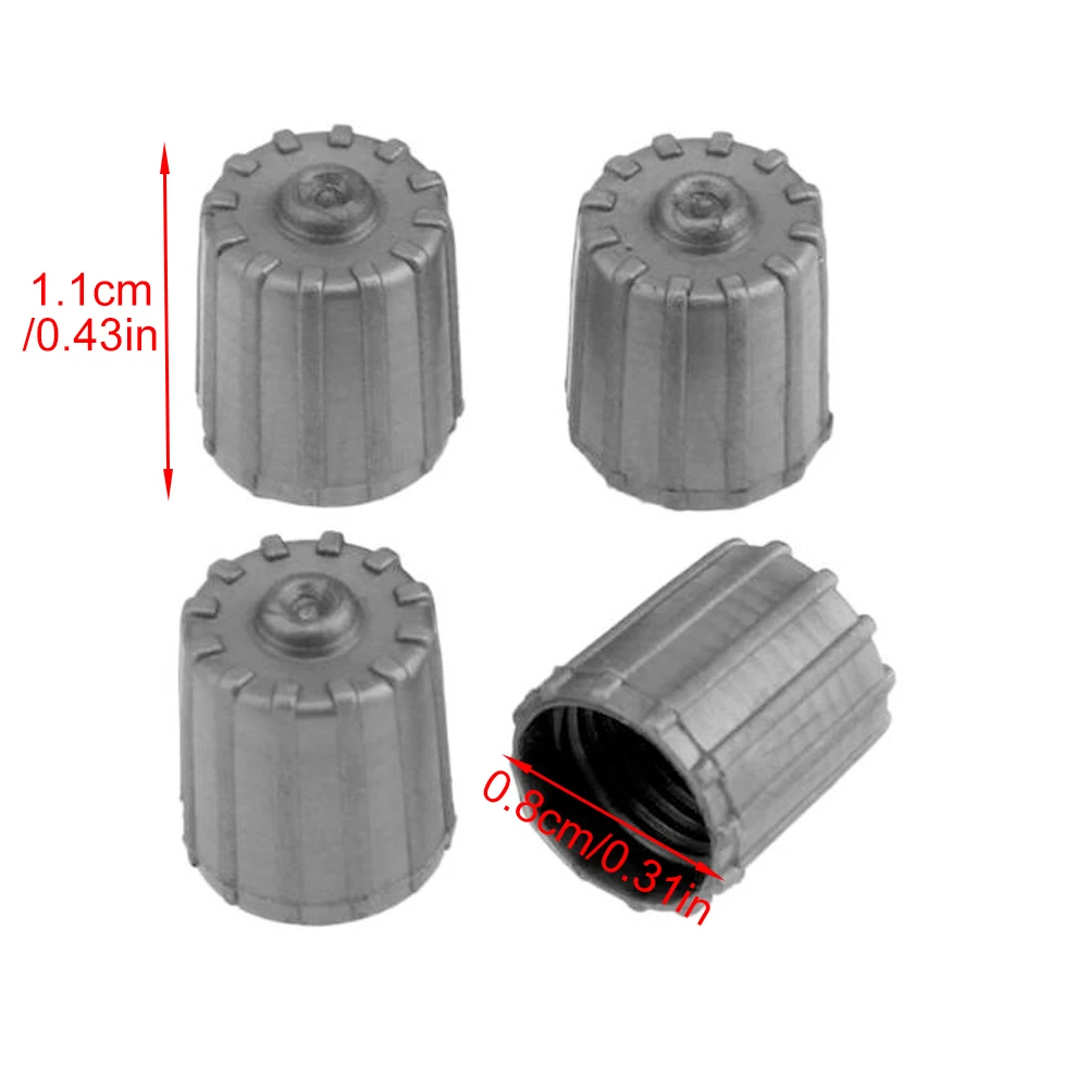 Premium Black & Grey Tire Valve Dust Caps - Durable Plastic Protection