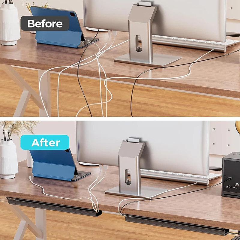 2 pcs Cable Management Under Desk Kit-Under Desk Cable Management Cord Cover, Hider Cord