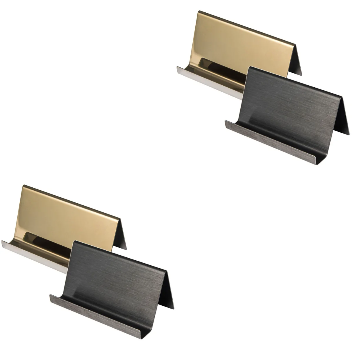 

4 Pcs Stainless Steel Business Card Holder Office Display Shelf Cards Organizer