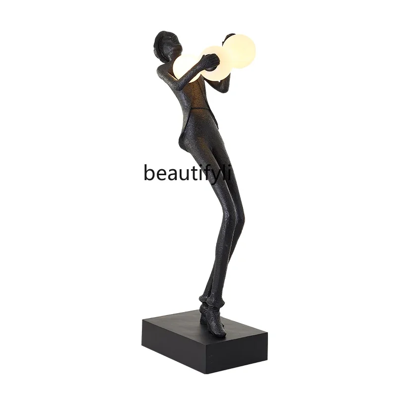 

Customized Nordic Art Sculpture Ball Floor Lamp Hotel Villa Mall Exhibition Hall Creative Human-Shaped Designer Decorative Lamp