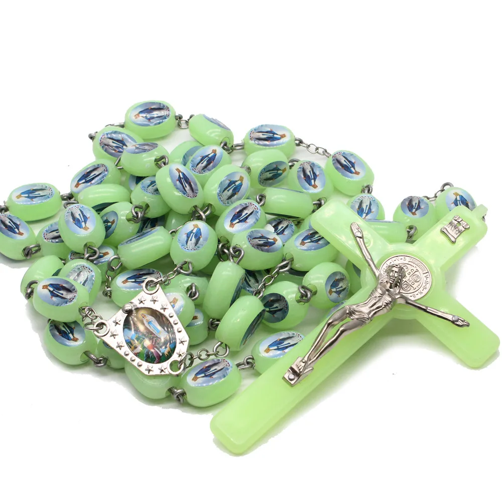 

1.59* 2.4cm large luminous beads necklace hanging wall decoration cross wall Rosary