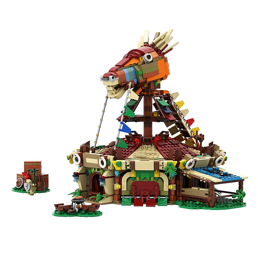 

Moc Legended of Zeldaed Building Blocks Horse Face House Model Set Bricks Master Sword Link Mask DIY Toys Gift for Kids Adult