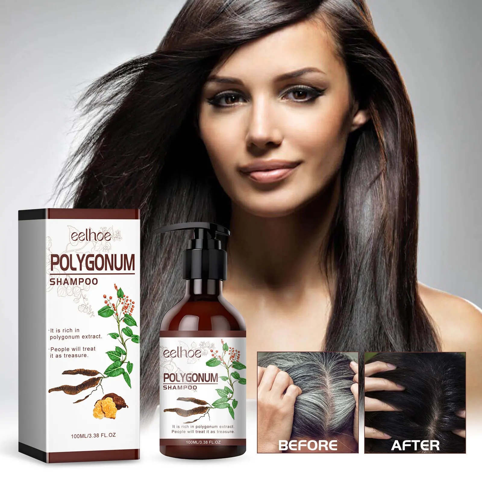 

Eelhoe Polygonum Multiflorum Series Hair Cleansing Nourishing Hair Root Natural Black Hairs Strong Fixation Hair Care Shampoos