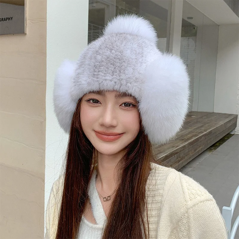 

New Mink Hat Russian Women's Winter Outdoor Thickened Ear Protection Warmth Hat Fashion Korean Version Fur Hat 2023