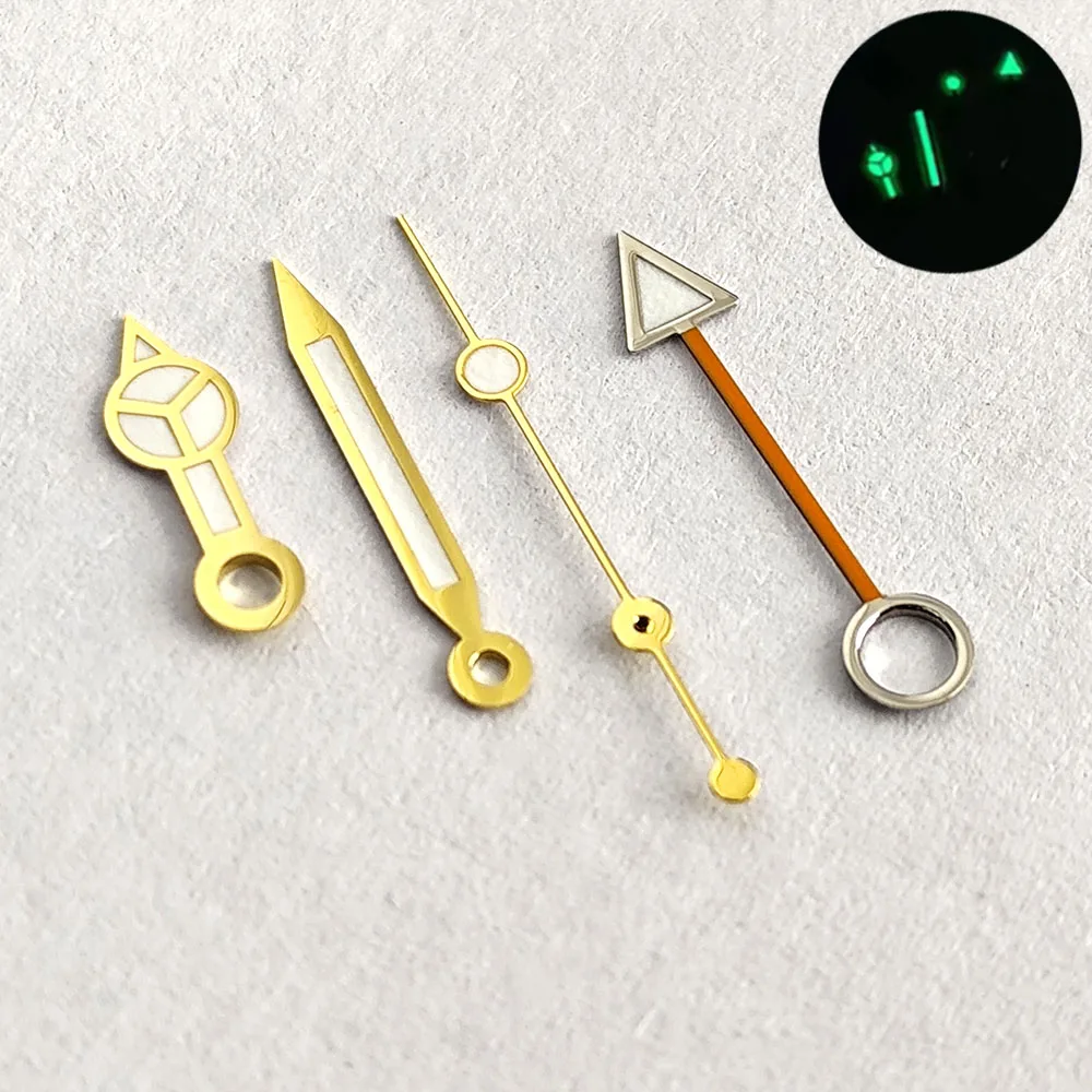 Enhanced GMT Luminous Watch Hands in Blue & Green