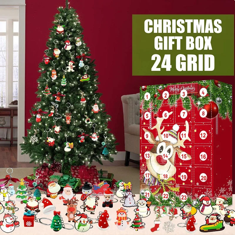 

2023 Children's Christmas Advent Calendar Box Gift 24 Decoration Calendar Kid Countdown Ornaments Surprise Christmas Advent Gift