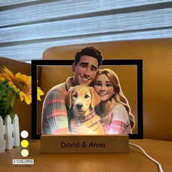 Customized Cartoon Couple Photo Plaque - Personalized Love Frame and Anniversary Gift - Base (10x4.5x3cm) (3 - color base)