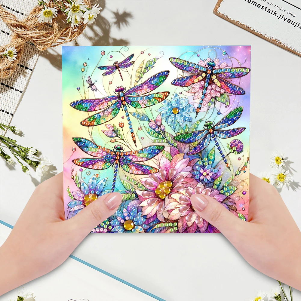 6pcs DIY Diamond Painting Greeting Card Set Rhinestone Diamond Art Mosaic Postcards Thank You Cards and Holiday Blessings