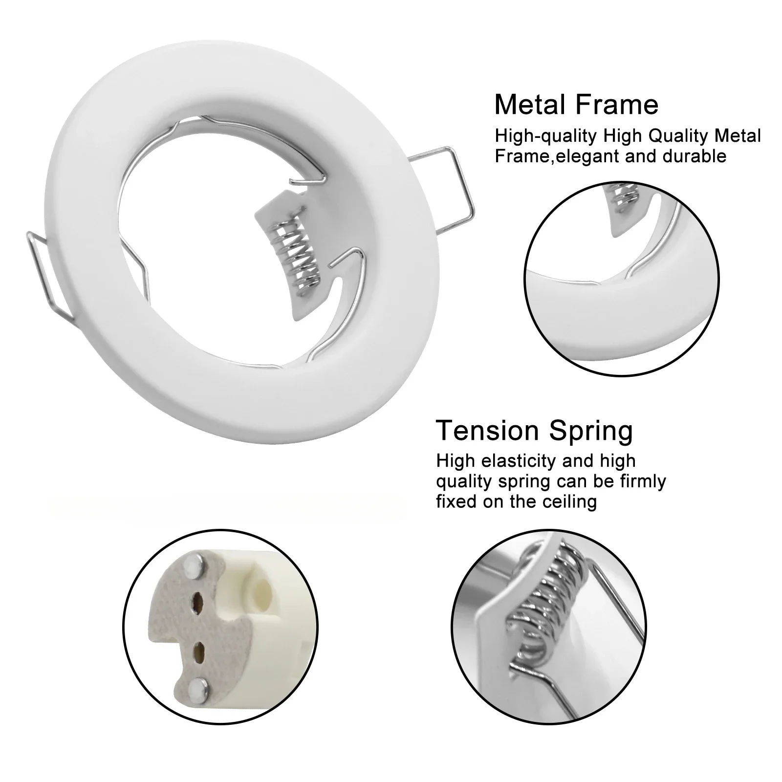 New Design GU10 Socket Recessed Metal Frame MR16 Base Spotlight Fitting No Adjustable MR16 GU10 Bulb Trims Fixture 2/6/10PCS