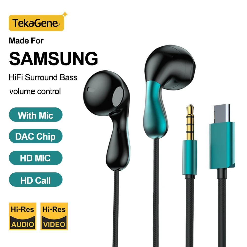 For Samsung Headphones Dolby Sound With Mic Noise Reduction Music Wired Earplugs For Samsung Galaxy S25 S24 S23 S22 Ultra A54 A5