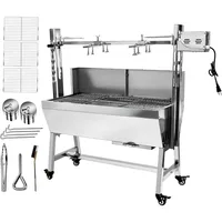 37" Electric Rotisserie Grill, Pig Lamb Spit Roaster Stand Rotisserie 132 Lbs Capacity With Adjustable Height, BBQ Charcoal 1