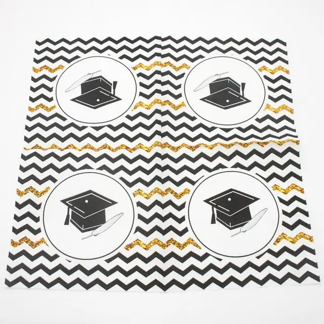 Grad Party Szalvéták Doktor Kalap Nyomtatott Színes Papír 2-Rétegű Középiskolai Főiskolai Érettségi Dekorációk 2023 - Image 2