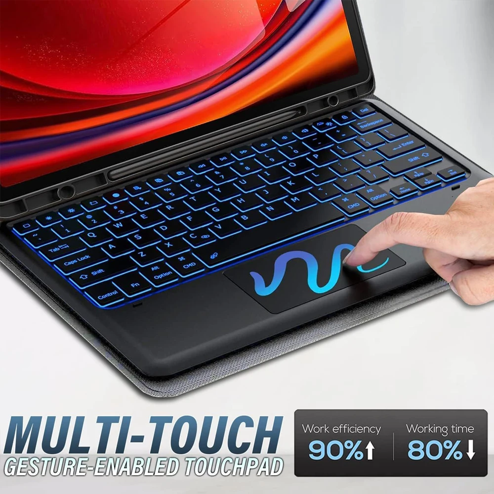 Detachable 12-Inch Tablet Keyboard Case with 7-Color Backlit