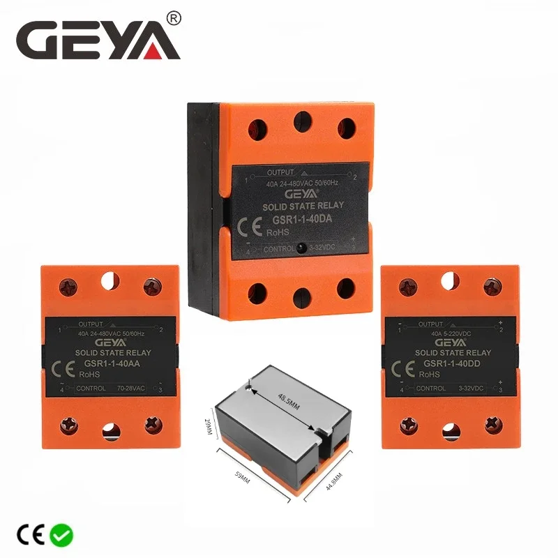 Geya Relé de Estado Sólido Monofásico dc para ac dc para ac para ac para ac 10a 25a 40a 60a 80a 100a 120a sem Tampa Gsr11