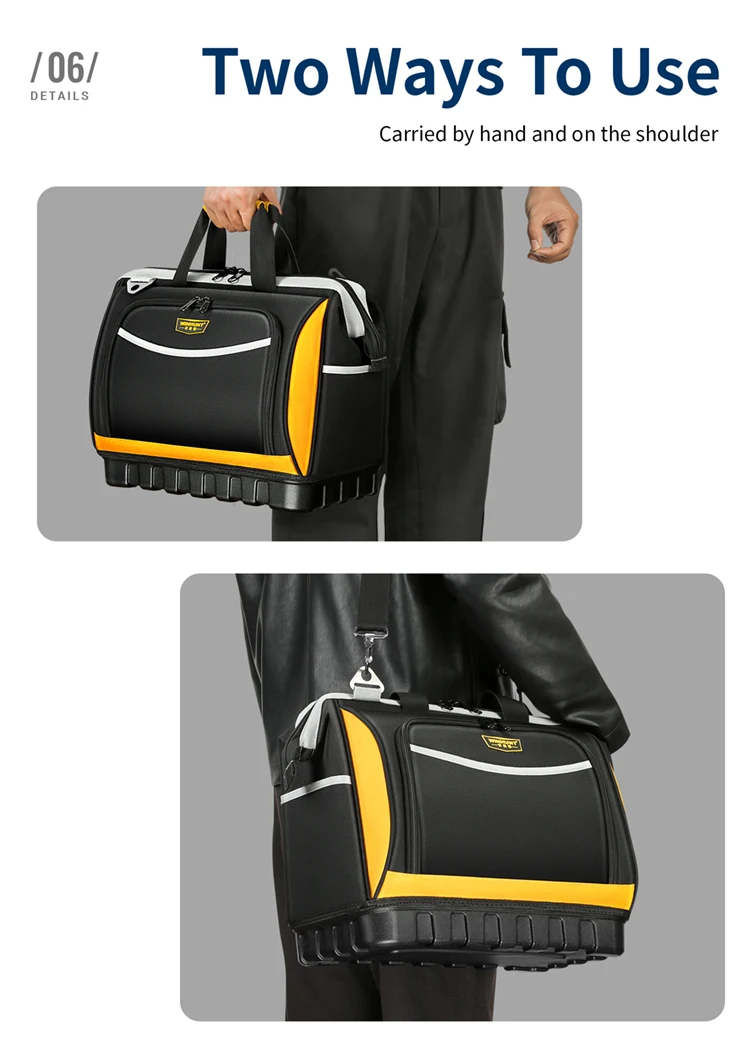 Elektriker-Werkzeugtasche – langlebiges Strickmaterial, Handwerkzeug-Organizer mit großer Kapazität für Klimaanlagen und elektrische Reparaturen – Detail 4