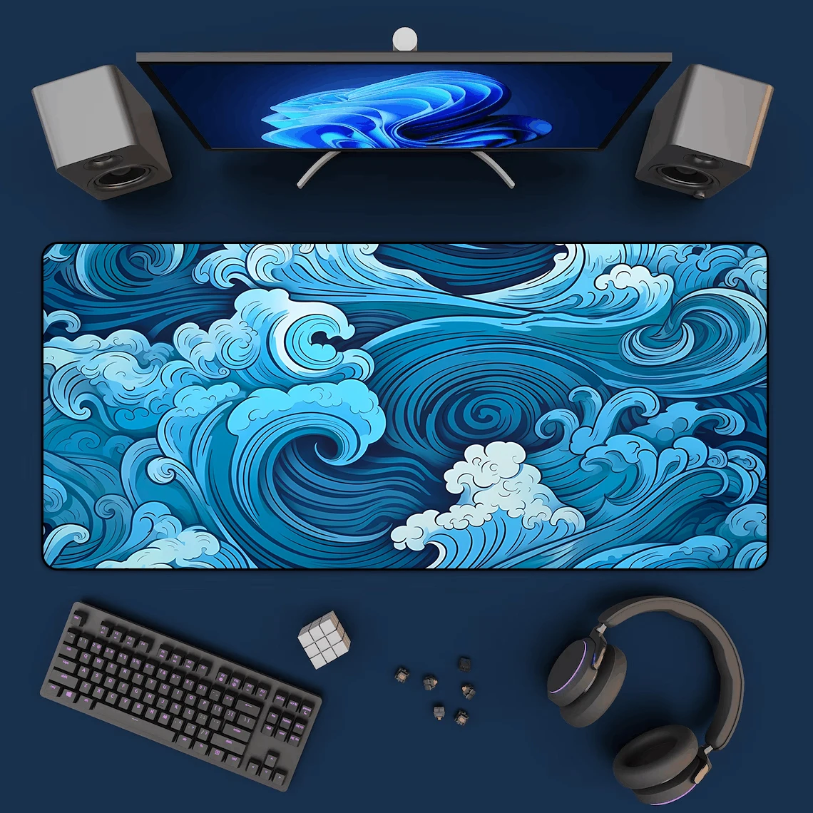 Mousepad Gaming Titanwolf XXL 900x400mm - Global Blue, Superficie Idrorepellente - Foto 8