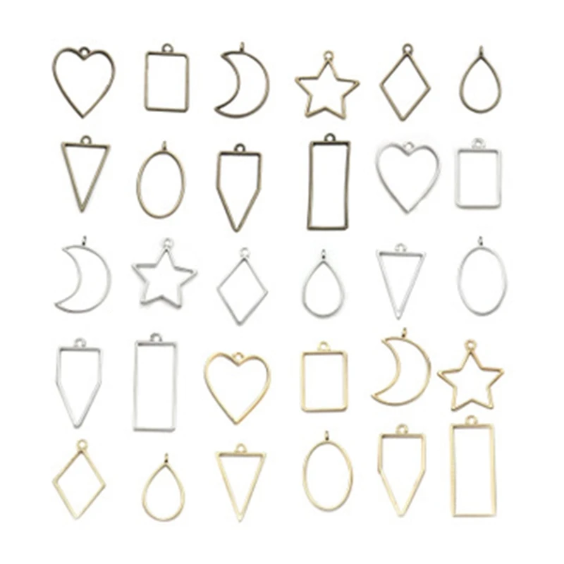 

Metal Geometric Hollow Frame Frame Mold UV Epoxy Resin Mold for DIY Jewelry Making Result Round Pendant