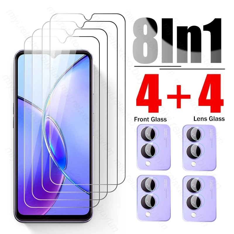 

vivoY17s 4G Case 8 In 1 Full Tempered Glass Screen Protector Cover For vivo Y17S Y 17 S 17S 4G 2023 V2310 6.56" Camera Glass