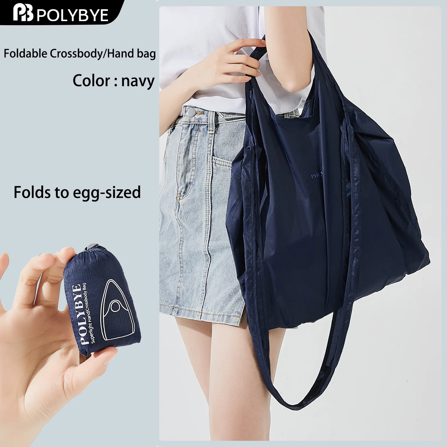 POLYBYE Eco-Friendly Foldable Nylon Tote Bag – Reusable, Portable, and Versatile