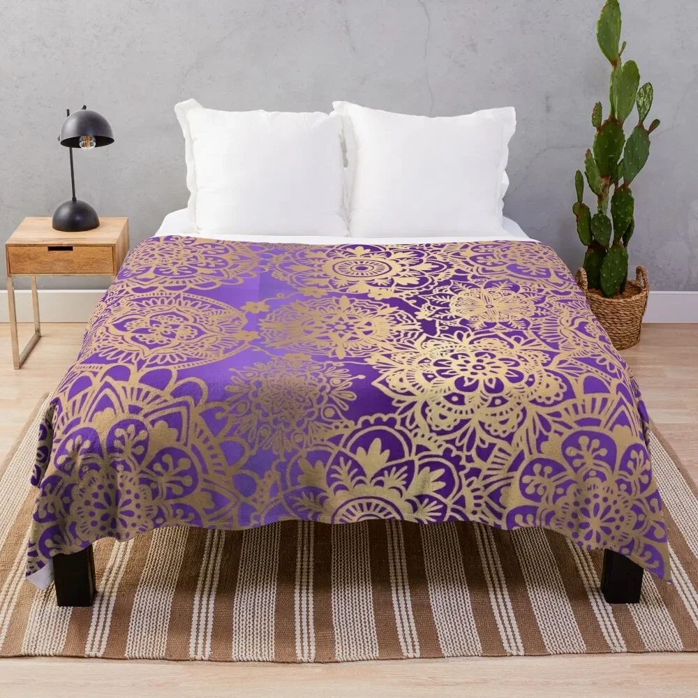 

Purple and Gold Mandala Pattern Throw Blanket Cute Plaid Hairys Cute Blankets