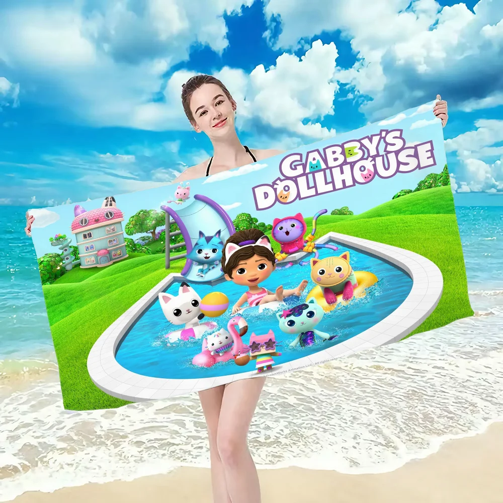 Gabbys Dollhouse pattern beach towel, quick drying and absorbent, The fabric is made of cotton and does not fade