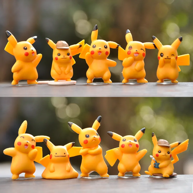 10Pcs Pokemon Action Figures Toy Set Anime Figure Pikachu Modello Di Bambola In Pvc Mini Cute Electric Mouse Creatività Ornamento Regali Per Bambini