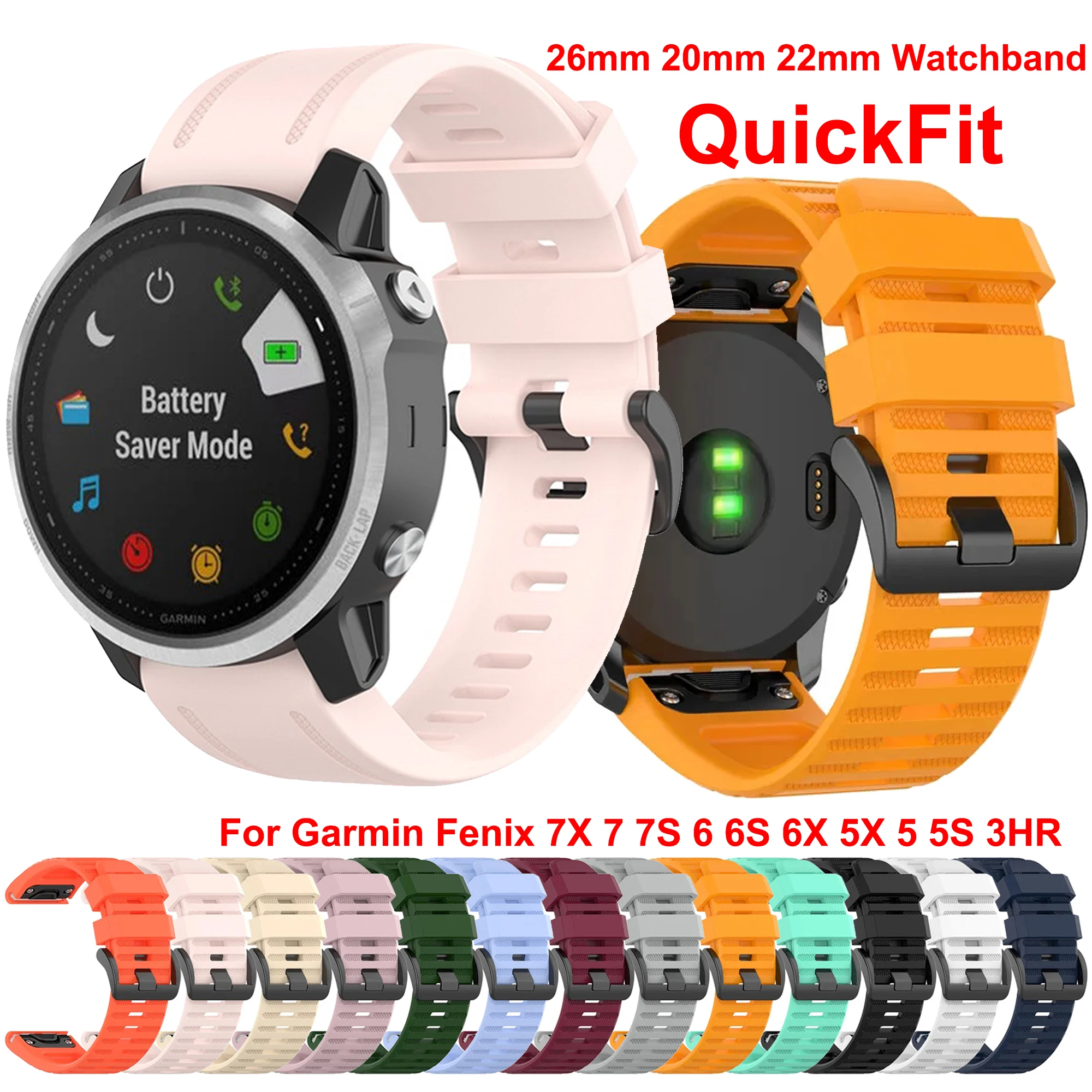 Silicone QuickFit Watch Bands - Durable Strap Bracelet, Multiple Sizes