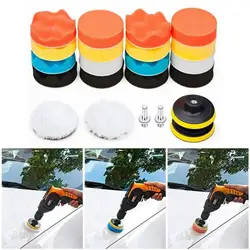 Meilleures ventes!!! Kit d'éponge ronde de 3 pouces pour soins automobiles, 22 pièces/ensemble, tampon de polissage et de polissage 