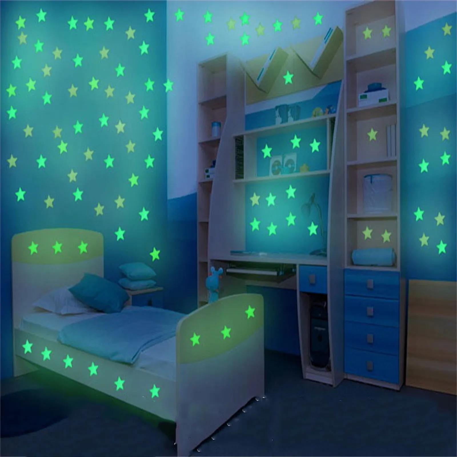 Luminous Wall Stickers Fluorescent Stickers 3d Wall Stickers 50pcs/Bag 3D Cartoon Stars Glow In The Dark Wall Stickers