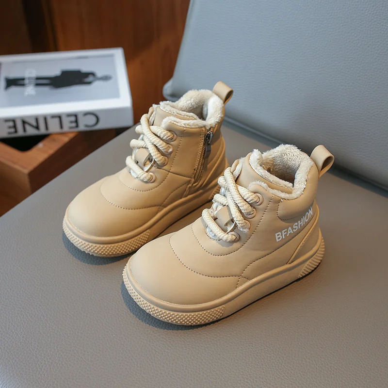 

Осенне-зимние детские теплые хлопковые сапоги для девочек плюшевые и толстые Нескользящие короткие сапоги Размер 27-37