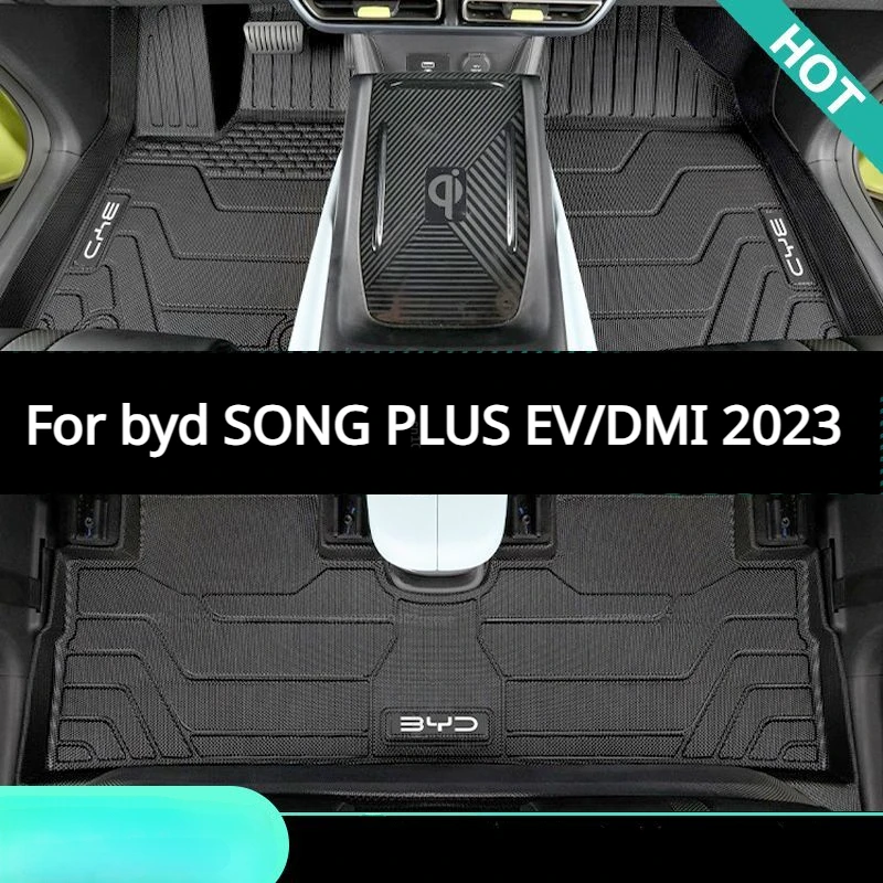 Автомобильные коврики для BYD Song plus dmi EV DM 2023 2024, подушки для ног, выпуск песни плюс, выделенные коврики из ТПЭ, нескользящие накладки для ног