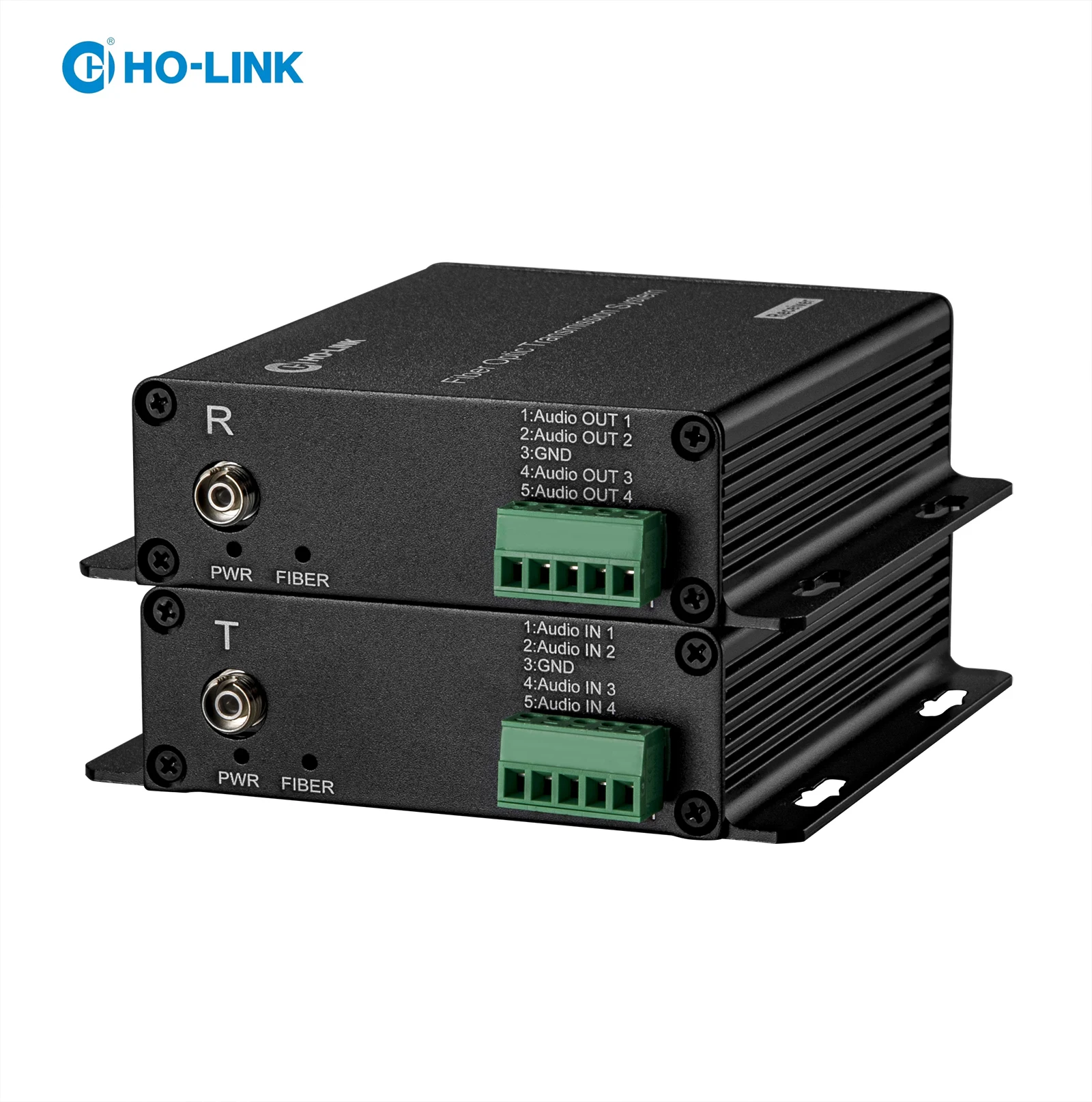 Fiber Optic Converter 4 channel forward phoenix terminal audio,single fiber single mode 20KM FC connector