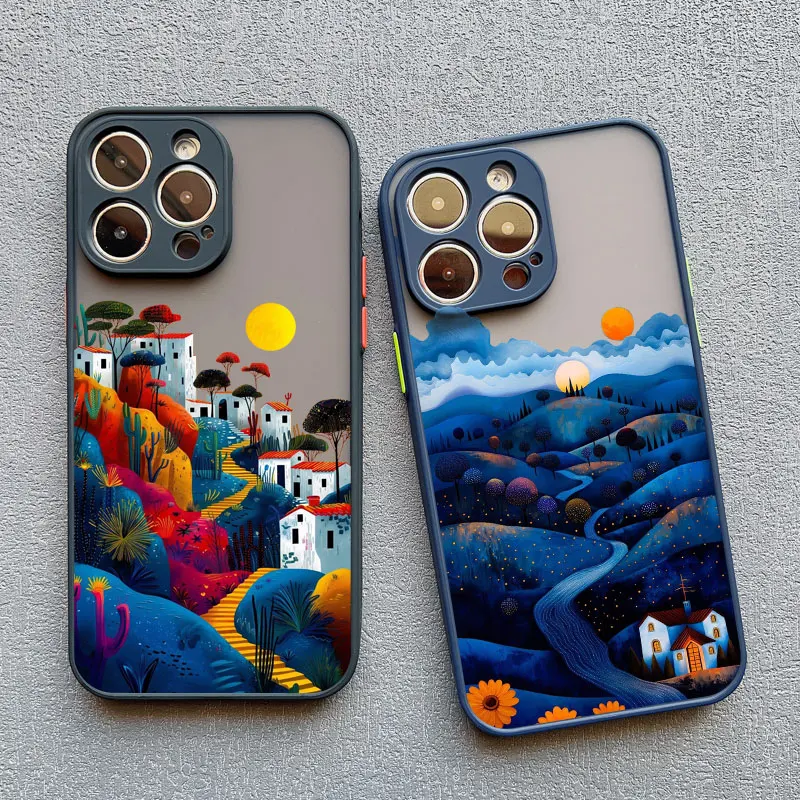 Yellow Sunset Mountain Shockproof Phone Case - Natural Scenery Cover