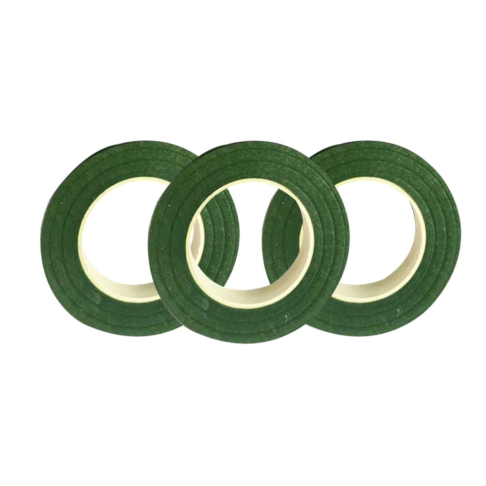 

3 Rolls 27M Floral Tape Flower Tape Floral Stem Wrapping Packing Tape Bouquet DIY Decor Tape (Green)
