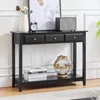 Console Table with 3 Drawers, Wood Entryway Table with Storage Shelf, Sofa Tables Narrow Long for Living Room, Entryway, 4