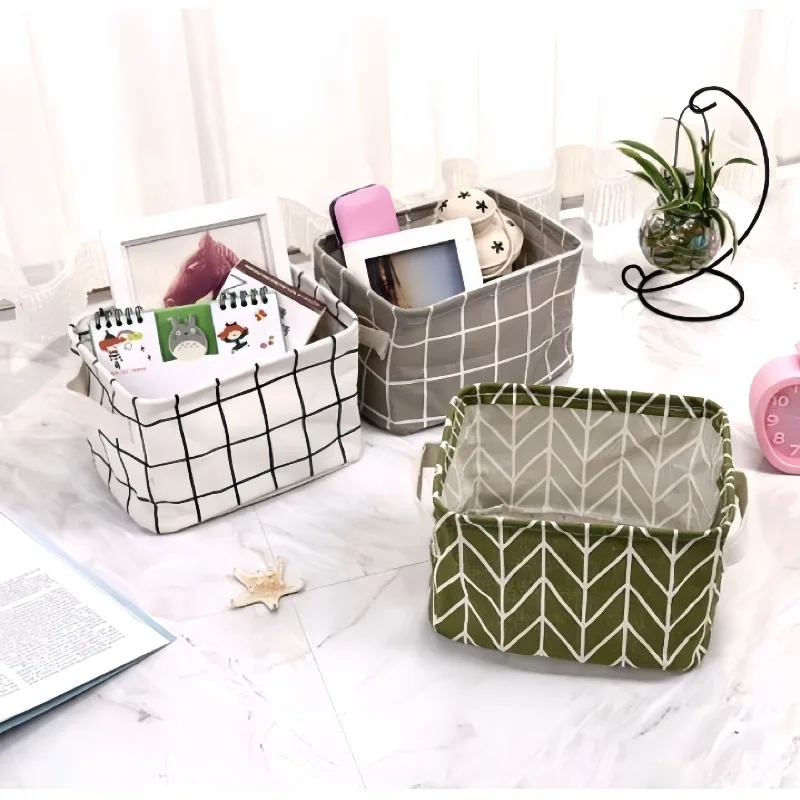 Desktop Storage Basket,Miscellaneous Storage Box,Cosmetics Storage Container,Reusable, Foldable,Office Stationery Storage Basket