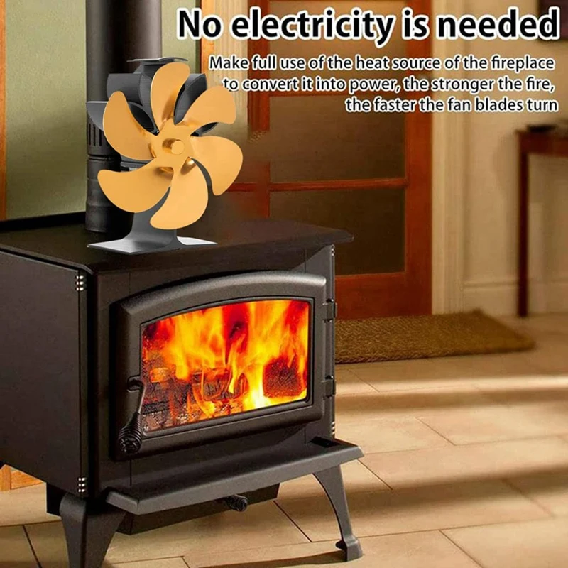 Environmentally Friendly Fireplace Fan 6 Blades Home Indoor Non-Electric  Stove Fan Wood-Burning Stove Fans - AliExpress
