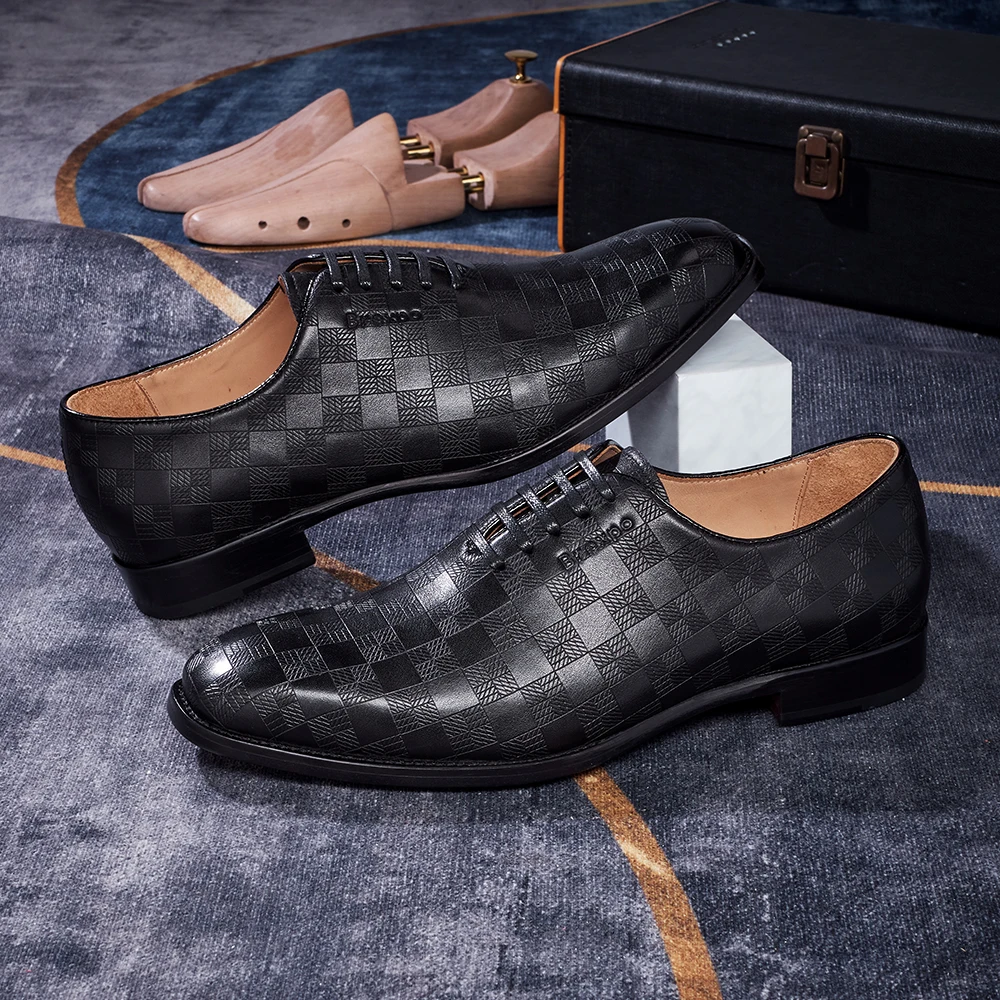 Hochwertige, handgefertigte Oxfords-Solen aus echtem Leder für Herren, poliert/geprägt, für Business, Hochzeiten und formelle Anlässe – Detail 5