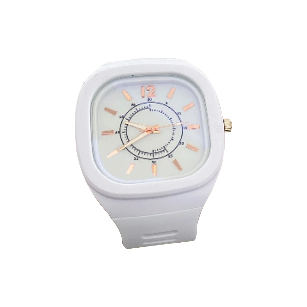 

Square Dial Casual Adjustable Rubber Strap Clock Wristwatch for Women Men