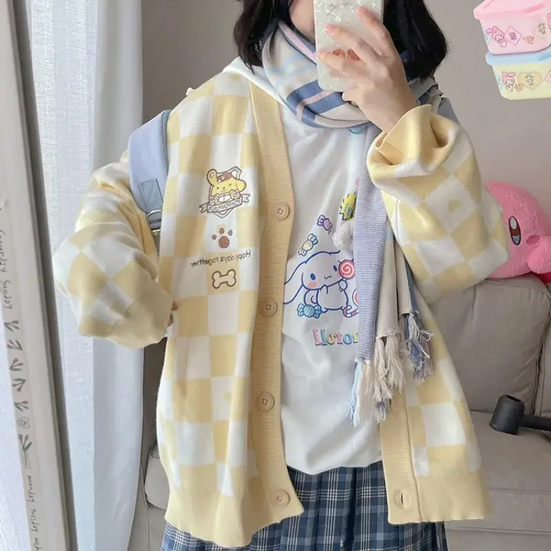 Sanrio Pompom Purin Cardigan Coat Cute Y2k My Melody Kuromi