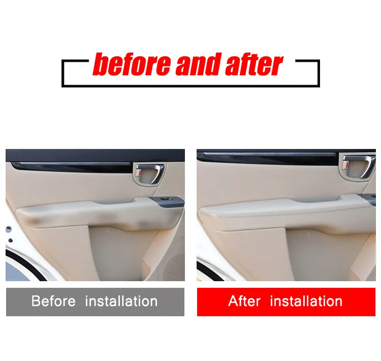 Tür-Armlehnen-Lederbezug, 4 Stück, passend für 2006–2012, Hyundai Santa Fe, neues Weihnachtsmann-Set, Innentürverkleidung, Armlehnen-Abdeckung, kratzfest – Detail 5