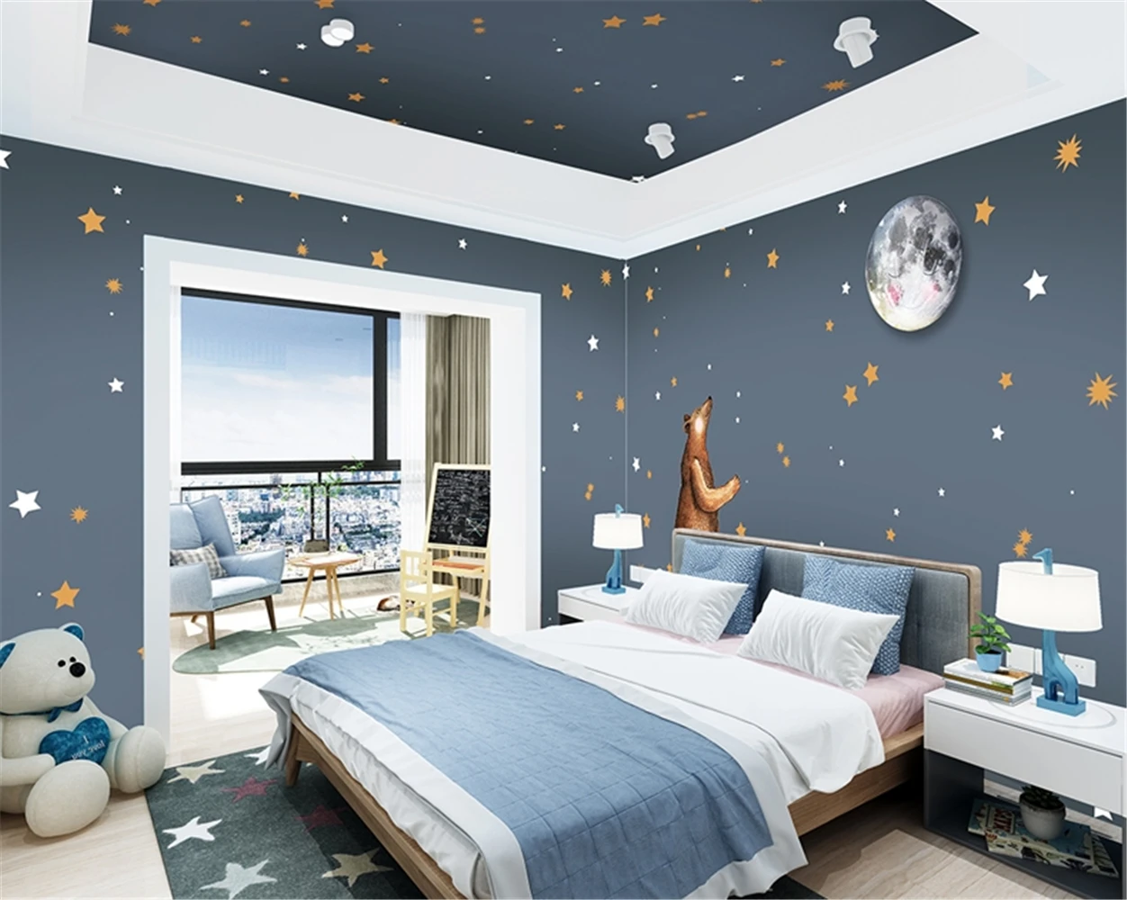 quarto infantil, papel de parede, quarto do