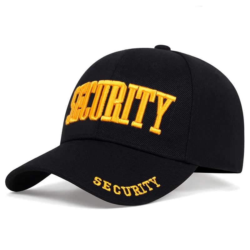 SECURITY 자수 야구 모자 미국 남성용 아빠 모자 조절 가능한 스냅백 모자 성인 남성 힙합 트러커 캡 고라스