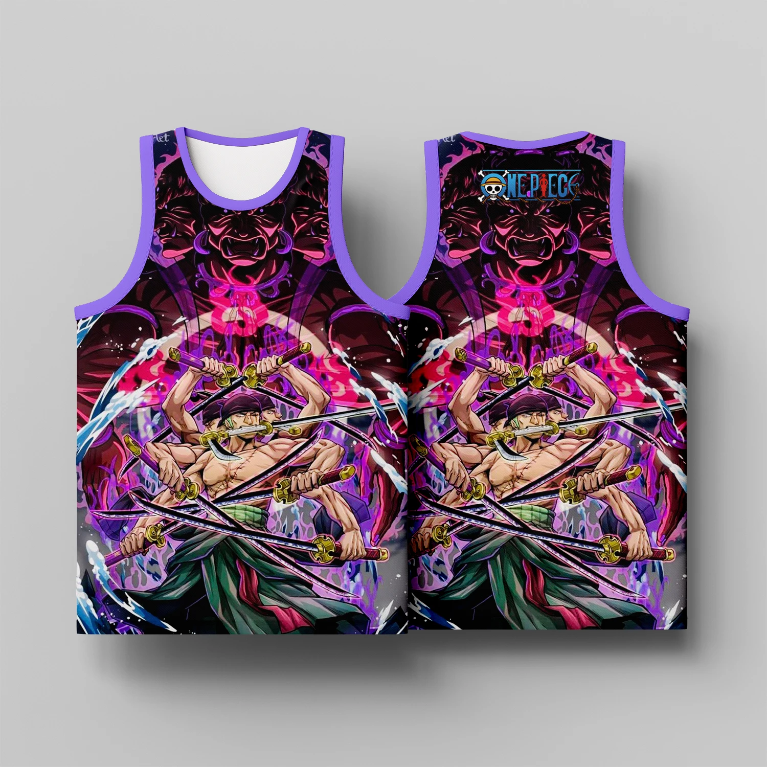 Summer Men's Clothing 3D Printed Luffy Zoro Basketball Vest Sleeveless T-Shirt Breathable Sweat-Absorbent Unisex Size Tops