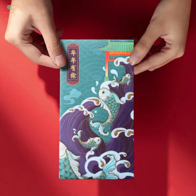 

Карманный Подарочный пакет Lucky Money, традиционный креативный изысканный конверт Hongbao с красным мультяшным рисунком, китайский конверт