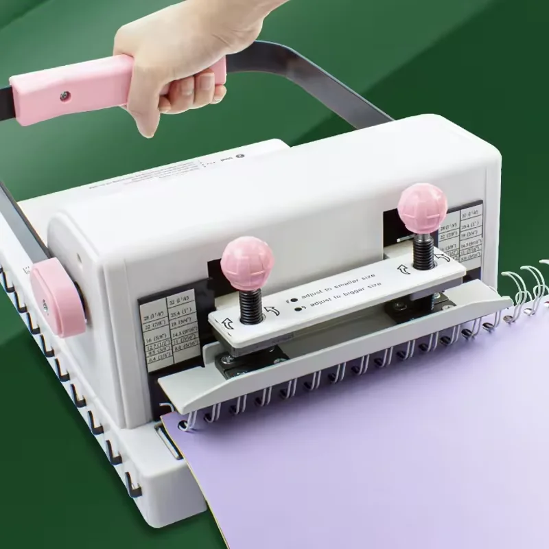 2:1 더블 와이어 제본기, 싱글 패스 20페이지 펀칭 기능, 책 및 노트 제본에 적합