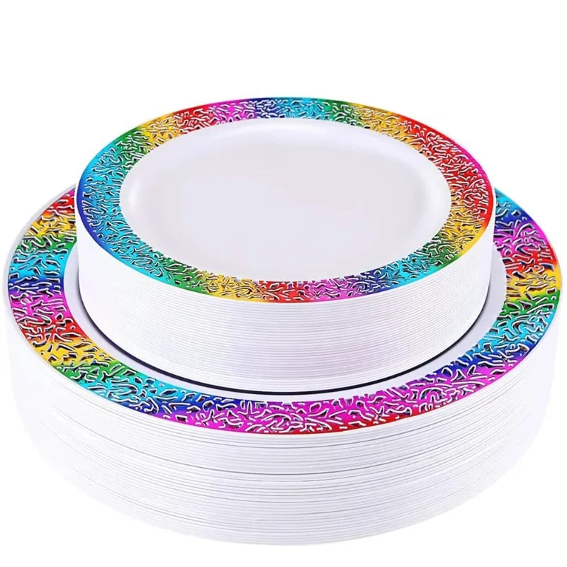 

Специальная цена, одноразовая посуда для вечеринки, барокко с золотистыми краями, одноразовая обеденная тарелка 10,25 дюйма, обеденная десертная тарелка и 7,5 дюйма