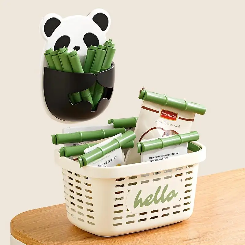 12PCS 팬더 푸드 클립 스낵백 밀봉 클램프 내마모성 실러 신선한 빵 조미료 보관 클램프 주방용품