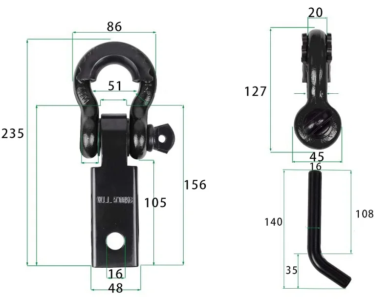 Sda05364469594496940668bf5477e736z 19Ton 42000lb long Solid Trailer arm hook, hooligan fast off-road vehicle after reloading the bar, traction connector for winch Mallzona